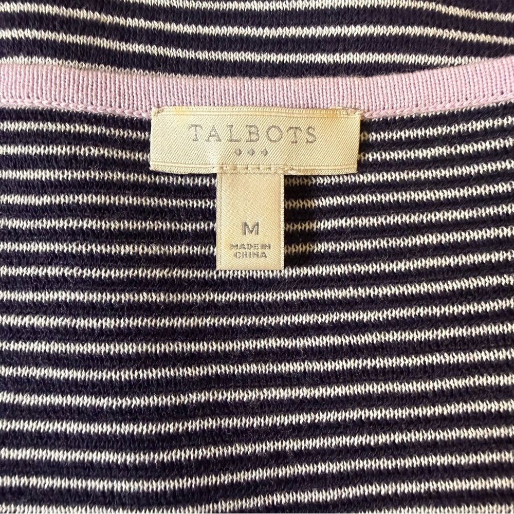 Talbots Womens Size Medium Short Sleeve Knit Striped Shirt 100% Cotton Feminine - Picture 12 of 13